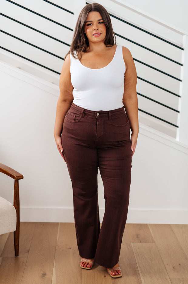 Judy Blue Sienna High Rise Control Top Flare Jeans in Espresso-Denim-Ave Shops-[option4]-[option5]-[option6]-[option7]-[option8]-Shop-Boutique-Clothing-for-Women-Online