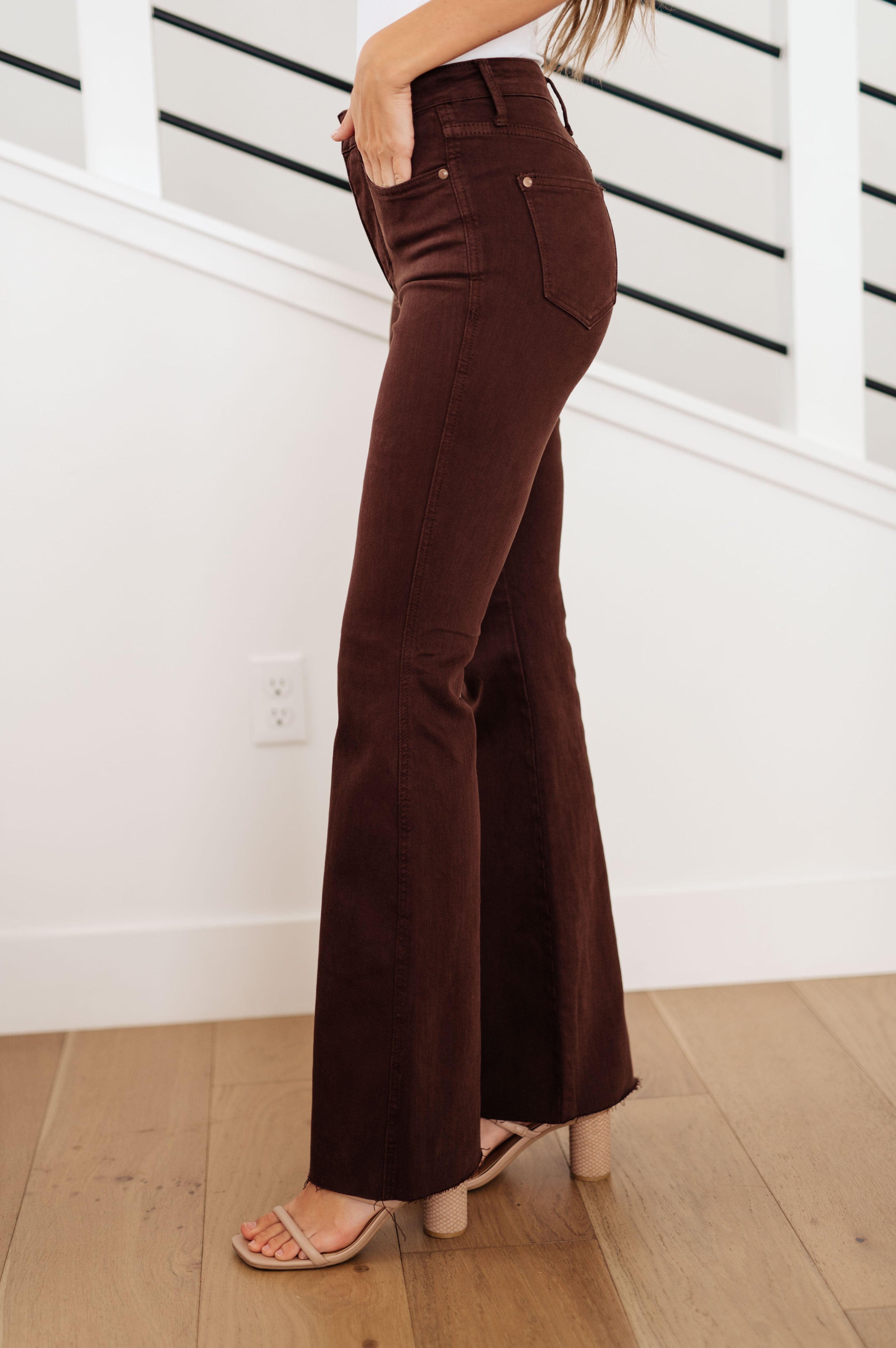 Judy Blue Sienna High Rise Control Top Flare Jeans in Espresso-Denim-Ave Shops-[option4]-[option5]-[option6]-[option7]-[option8]-Shop-Boutique-Clothing-for-Women-Online