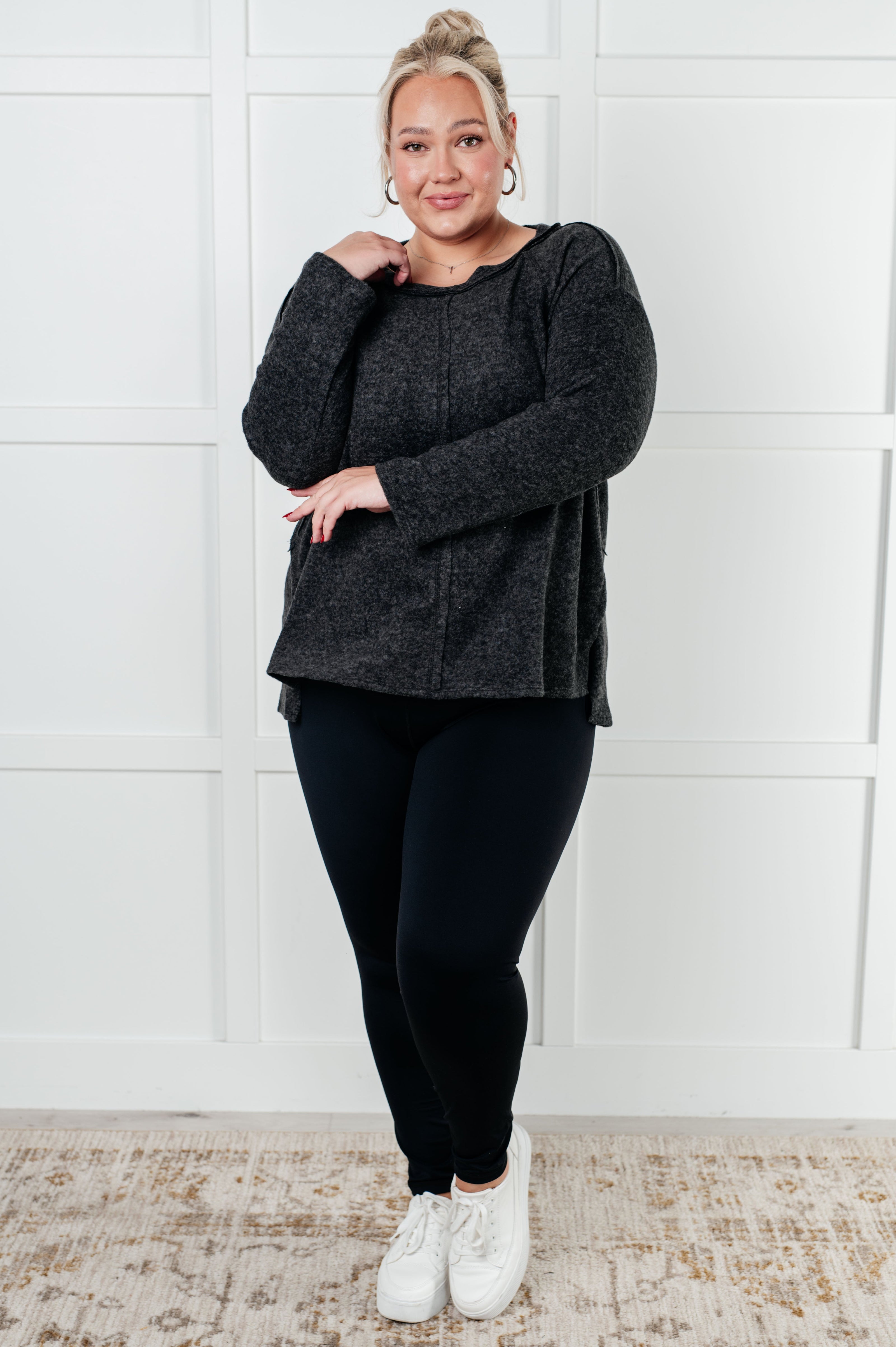 Zenana Simple Silhouette Brushed Hacci Sweater in Black-Tops-Ave Shops-[option4]-[option5]-[option6]-[option7]-[option8]-Shop-Boutique-Clothing-for-Women-Online
