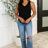 Simpler Times Basic V-Neck Tank in Black-Womens-Ave Shops-[option4]-[option5]-[option6]-[option7]-[option8]-Shop-Boutique-Clothing-for-Women-Online