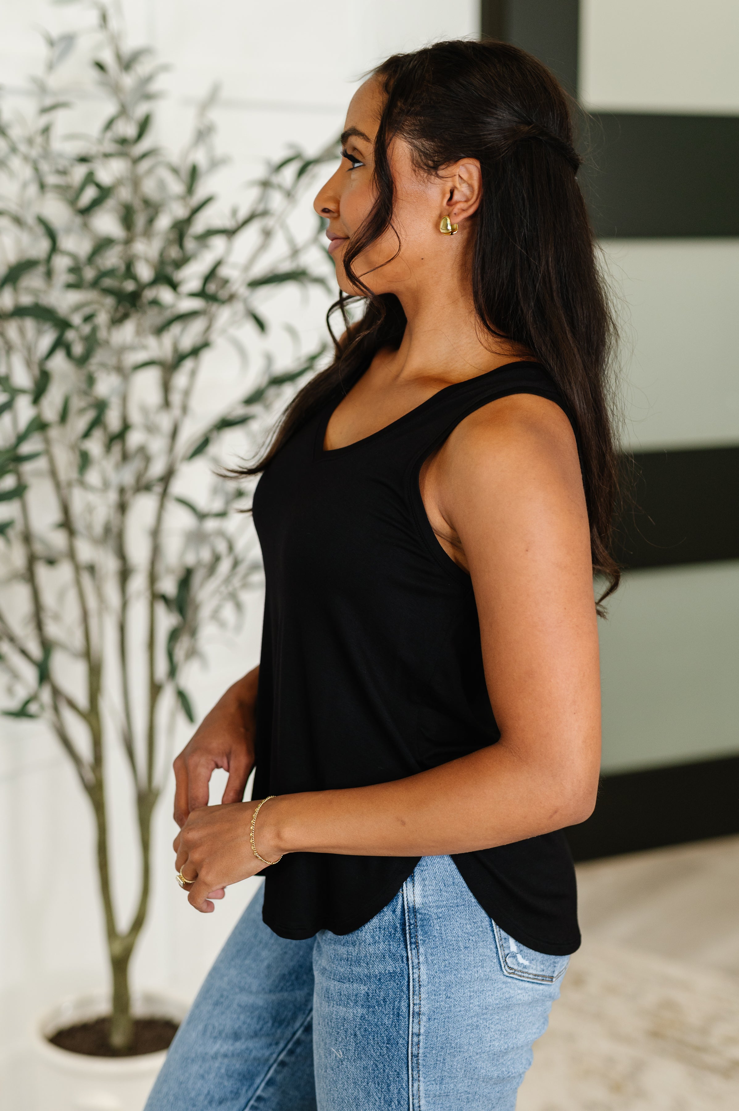 Simpler Times Basic V-Neck Tank in Black-Womens-Ave Shops-[option4]-[option5]-[option6]-[option7]-[option8]-Shop-Boutique-Clothing-for-Women-Online