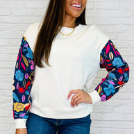 Sing a Melody Floral Sleeve Top-Womens-Ave Shops-[option4]-[option5]-[option6]-[option7]-[option8]-Shop-Boutique-Clothing-for-Women-Online