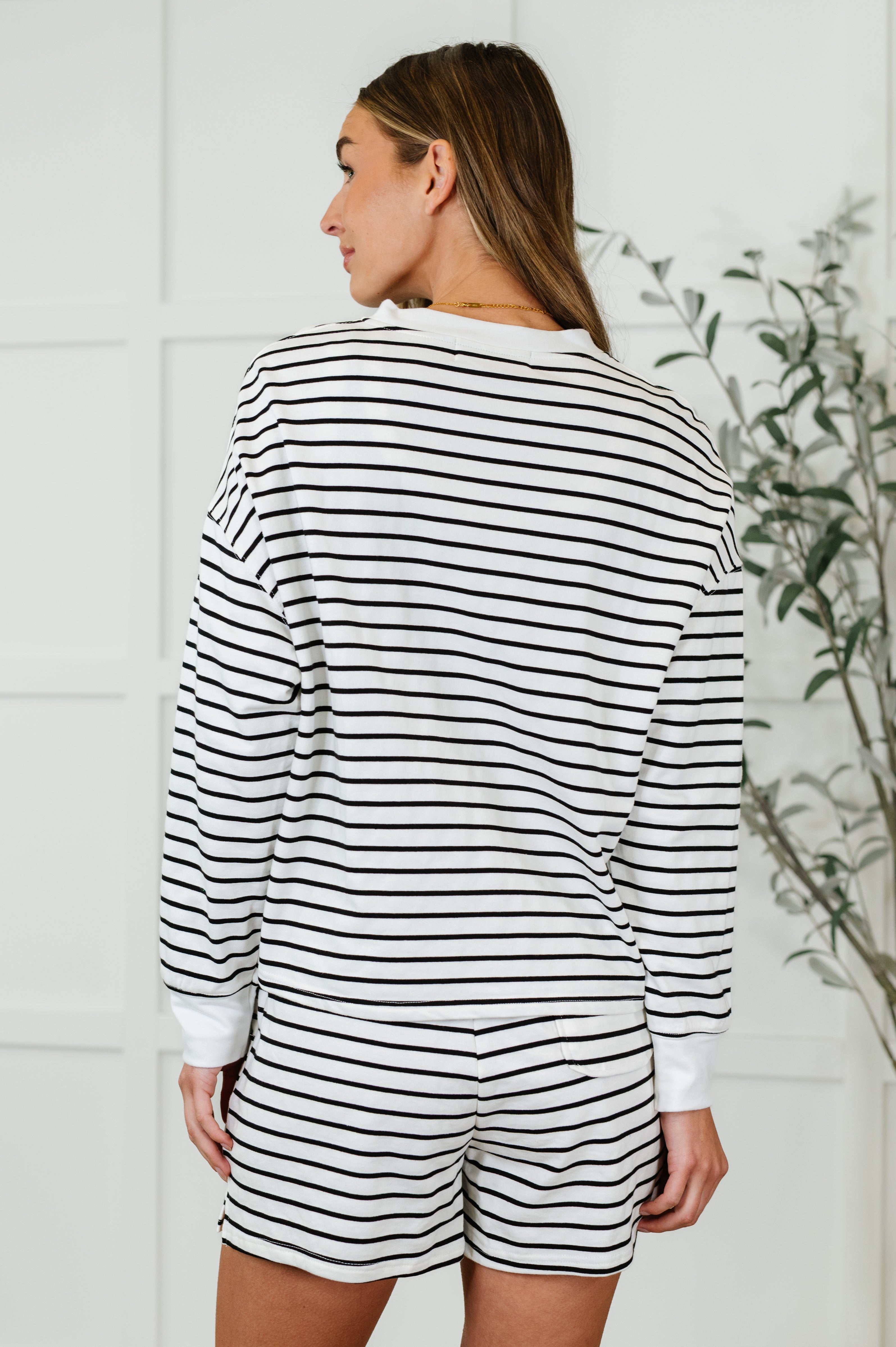 Situationally Sound Striped Long Sleeve Top and Shorts Set-Womens-Ave Shops-[option4]-[option5]-[option6]-[option7]-[option8]-Shop-Boutique-Clothing-for-Women-Online