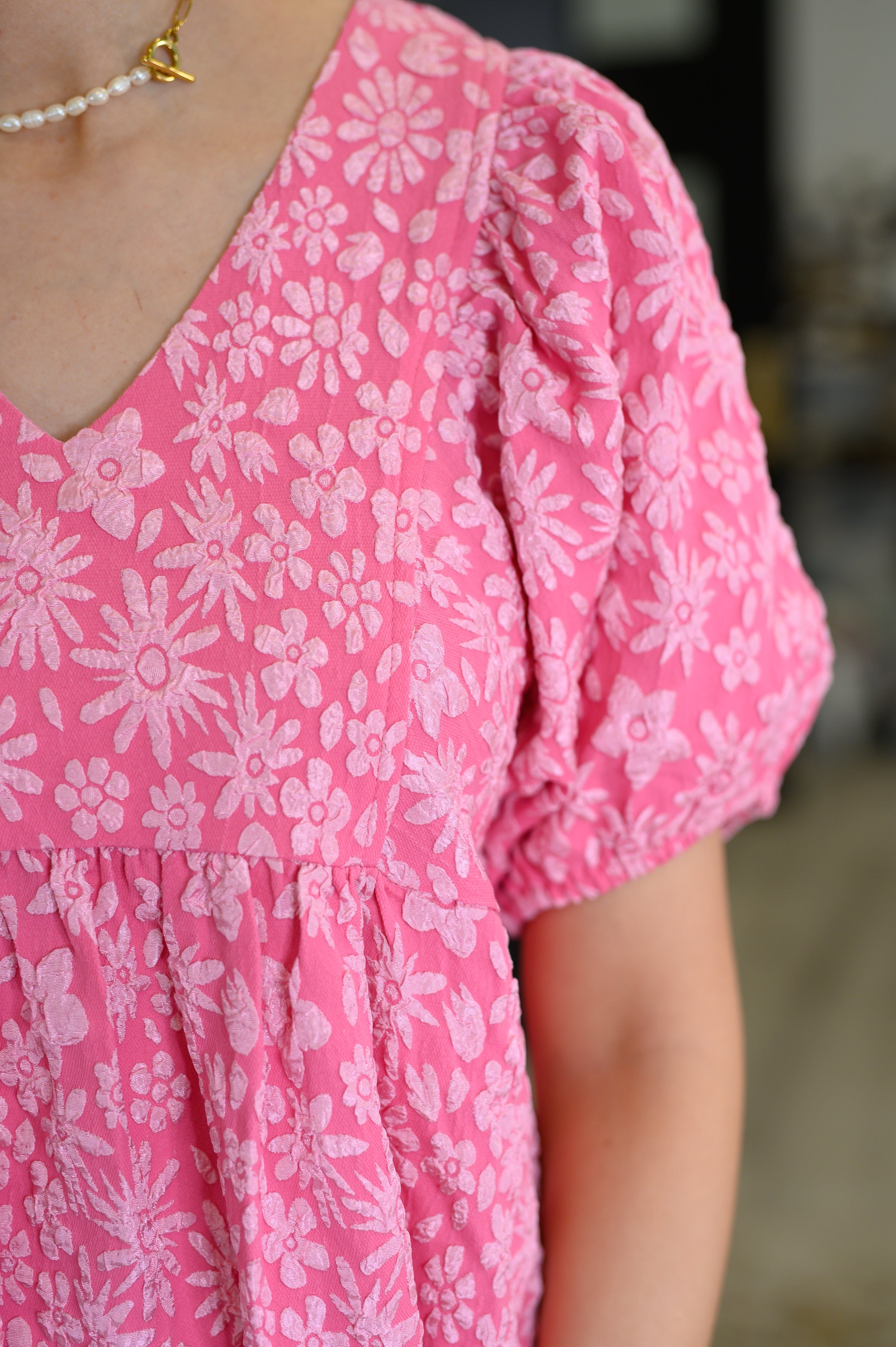 Softly Spoken Textured V-Neck Dress in Hot Pink-Womens-Ave Shops-[option4]-[option5]-[option6]-[option7]-[option8]-Shop-Boutique-Clothing-for-Women-Online