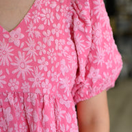 Softly Spoken Textured V-Neck Dress in Hot Pink-Womens-Ave Shops-[option4]-[option5]-[option6]-[option7]-[option8]-Shop-Boutique-Clothing-for-Women-Online