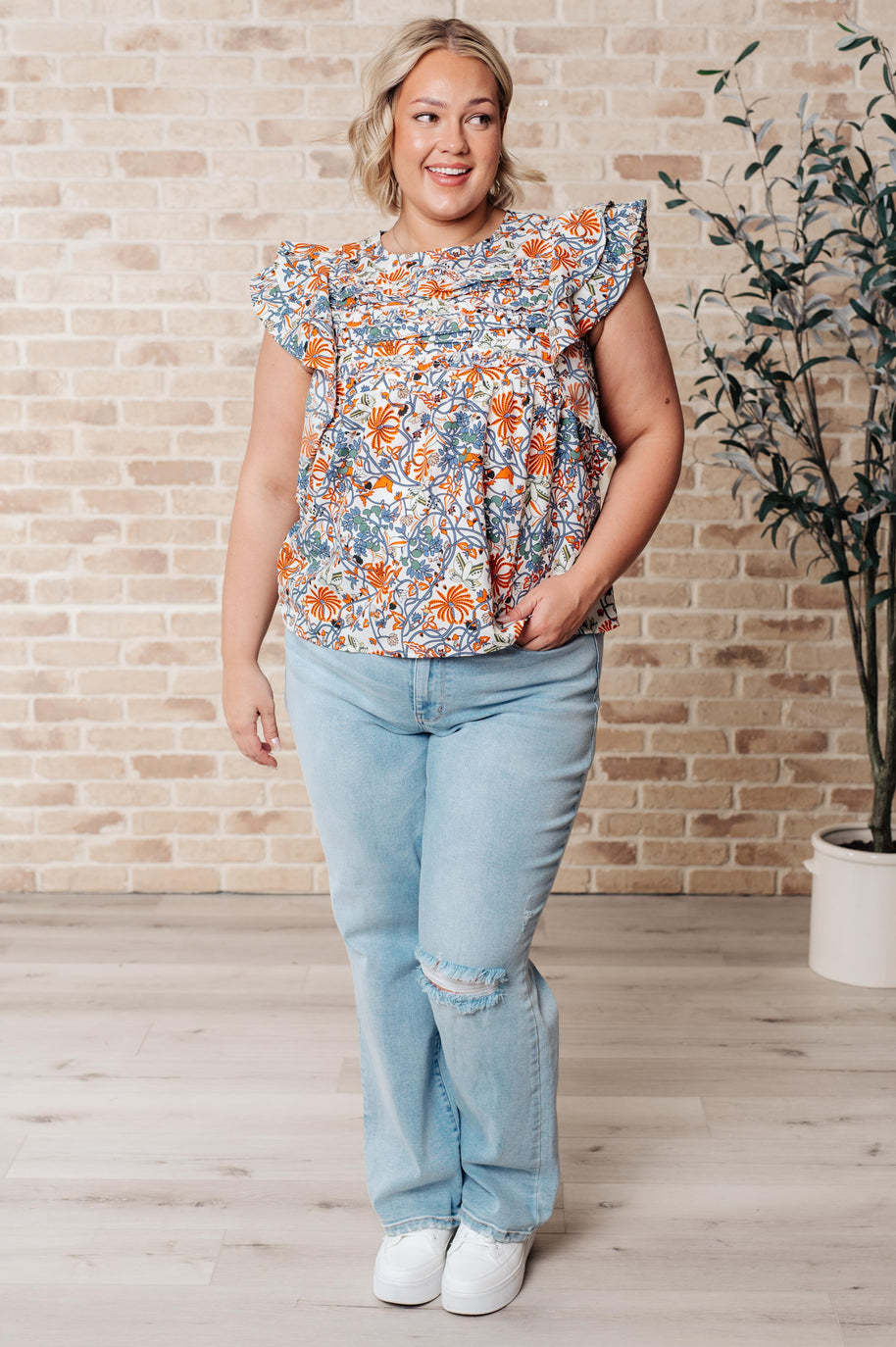 Something Peaceful Flutter Sleeve Blouse-Tops-Ave Shops-[option4]-[option5]-[option6]-[option7]-[option8]-Shop-Boutique-Clothing-for-Women-Online