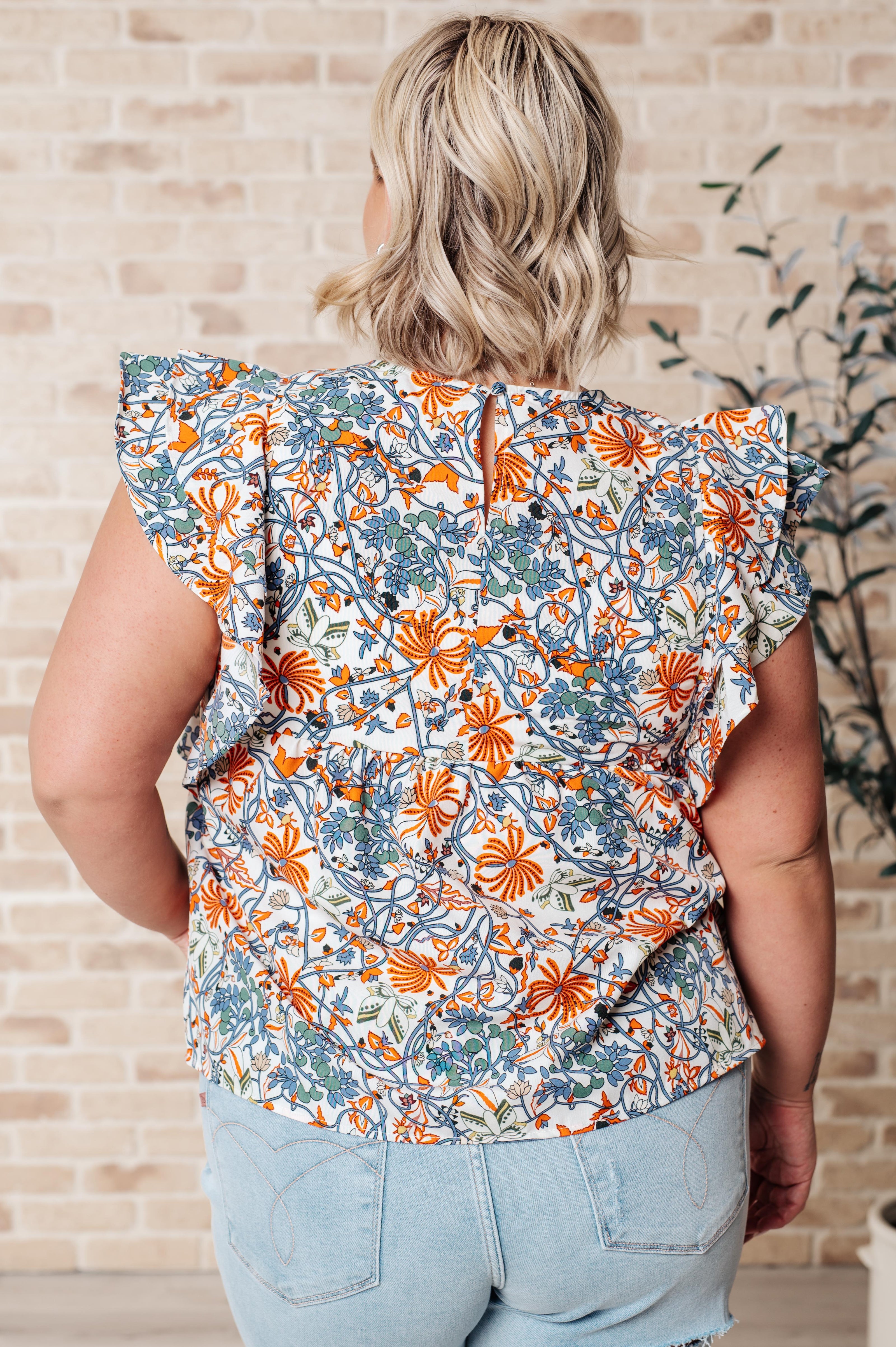 Something Peaceful Flutter Sleeve Blouse-Tops-Ave Shops-[option4]-[option5]-[option6]-[option7]-[option8]-Shop-Boutique-Clothing-for-Women-Online