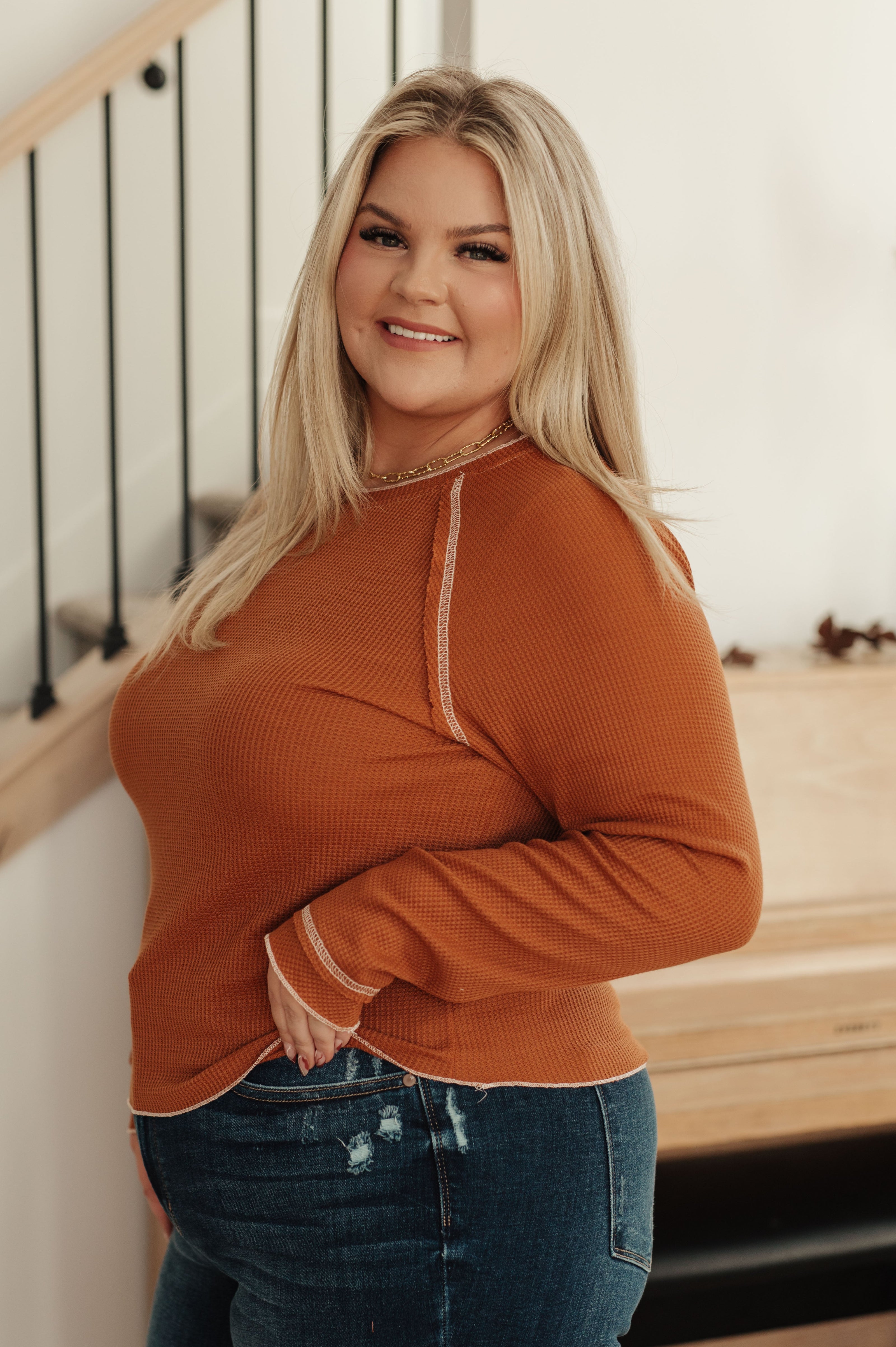 Stitch In Time Waffle Knit Top-Tops-Ave Shops-[option4]-[option5]-[option6]-[option7]-[option8]-Shop-Boutique-Clothing-for-Women-Online