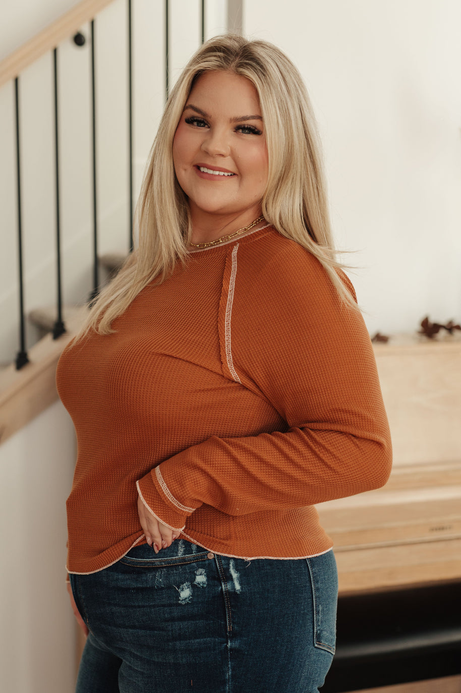 Stitch In Time Waffle Knit Top-Tops-Ave Shops-[option4]-[option5]-[option6]-[option7]-[option8]-Shop-Boutique-Clothing-for-Women-Online