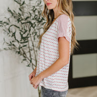 Stitched with Love V-Neck Top in Ivory and Red-Womens-Ave Shops-[option4]-[option5]-[option6]-[option7]-[option8]-Shop-Boutique-Clothing-for-Women-Online