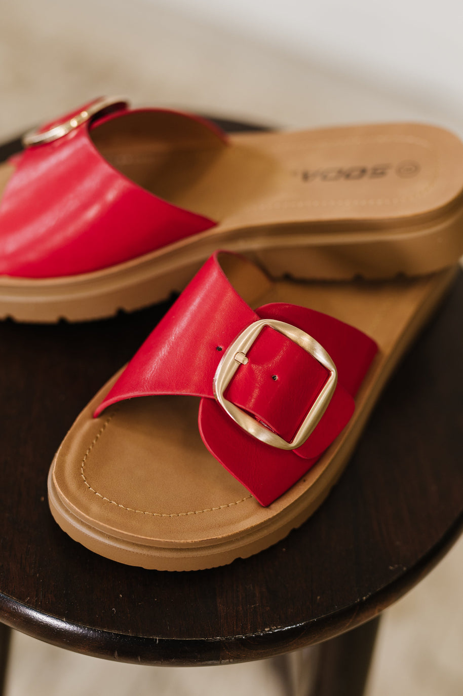 Strawberry Slip on Slide in Delight Red-Womens-Ave Shops-[option4]-[option5]-[option6]-[option7]-[option8]-Shop-Boutique-Clothing-for-Women-Online