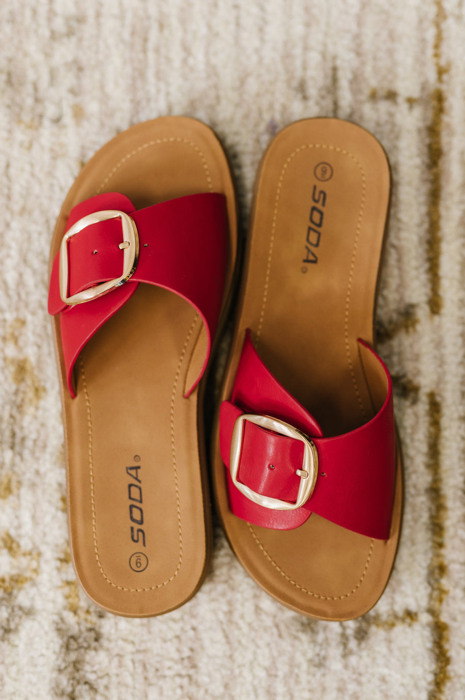Strawberry Slip on Slide in Delight Red-Womens-Ave Shops-[option4]-[option5]-[option6]-[option7]-[option8]-Shop-Boutique-Clothing-for-Women-Online