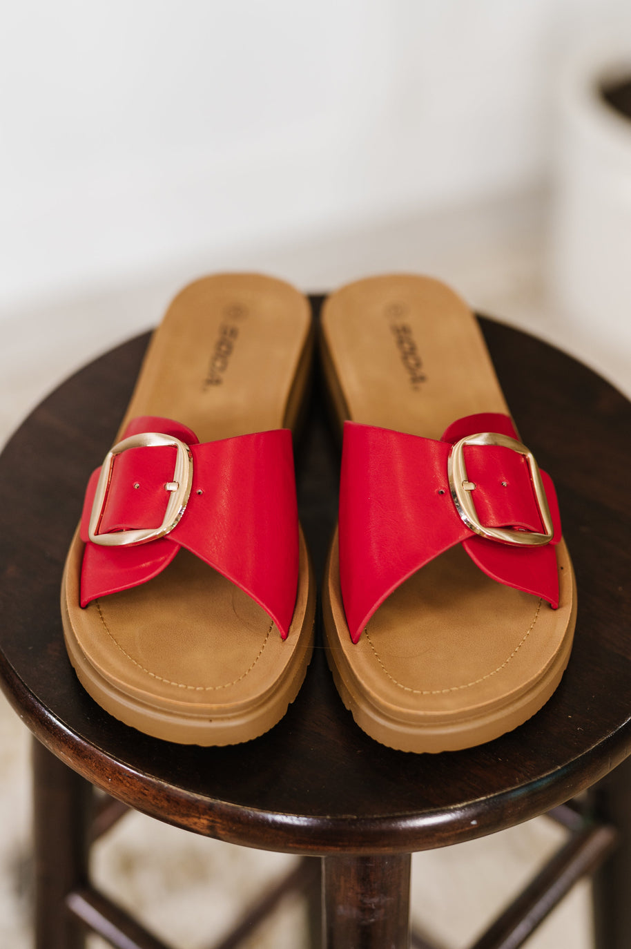 Strawberry Slip on Slide in Delight Red-Womens-Ave Shops-[option4]-[option5]-[option6]-[option7]-[option8]-Shop-Boutique-Clothing-for-Women-Online