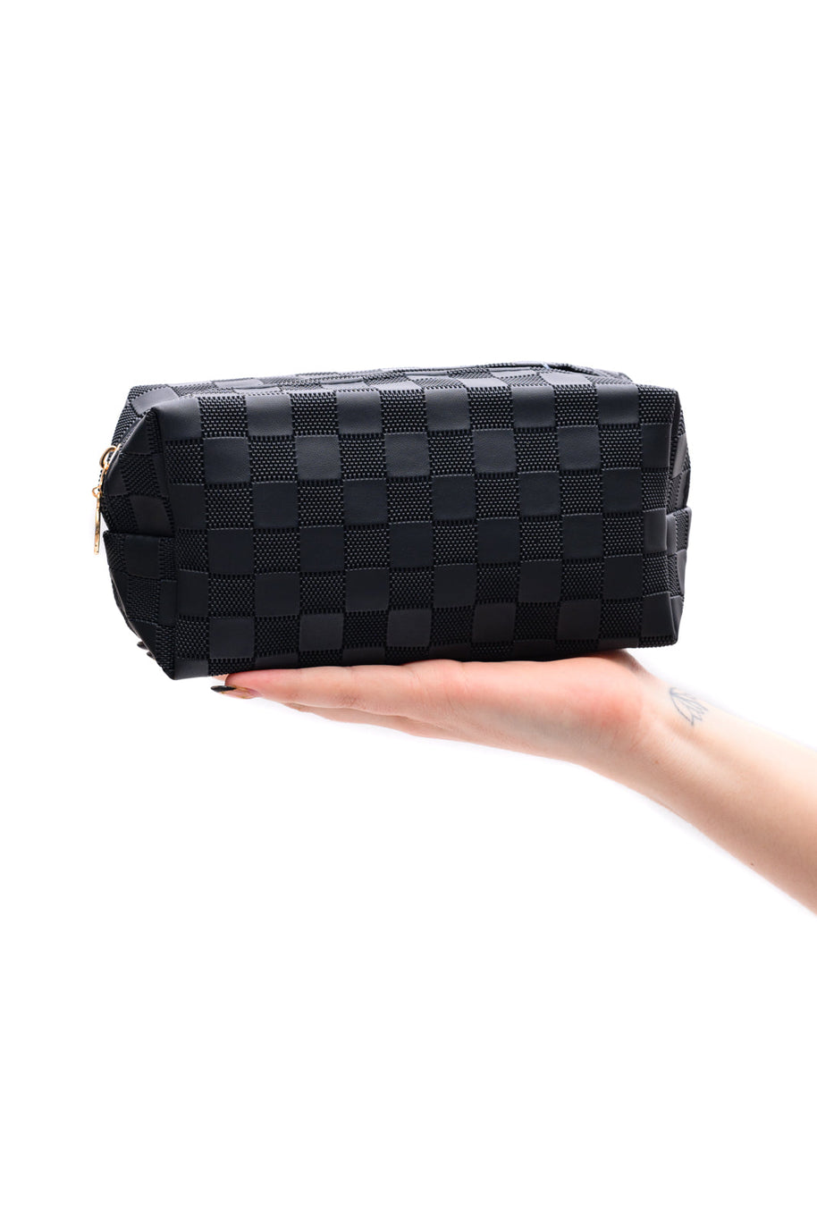 Subtly Checked Cosmetic Bags set of 4 in Black-Accessories-Ave Shops-[option4]-[option5]-[option6]-[option7]-[option8]-Shop-Boutique-Clothing-for-Women-Online