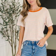 Sunbeam Shuffle Banded Round Neck Top in Orange-Womens-Ave Shops-[option4]-[option5]-[option6]-[option7]-[option8]-Shop-Boutique-Clothing-for-Women-Online