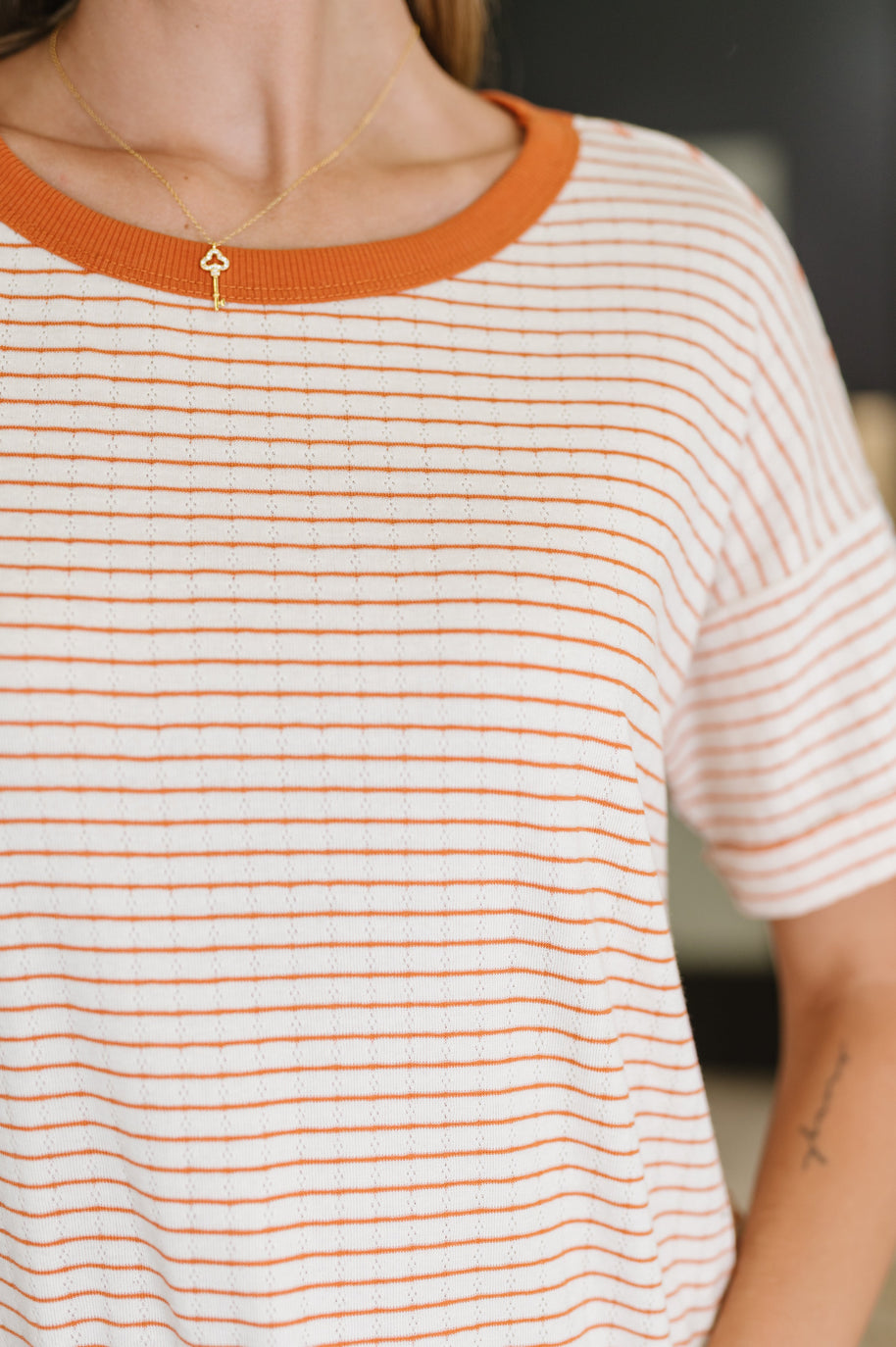 Sunbeam Shuffle Banded Round Neck Top in Orange-Womens-Ave Shops-[option4]-[option5]-[option6]-[option7]-[option8]-Shop-Boutique-Clothing-for-Women-Online