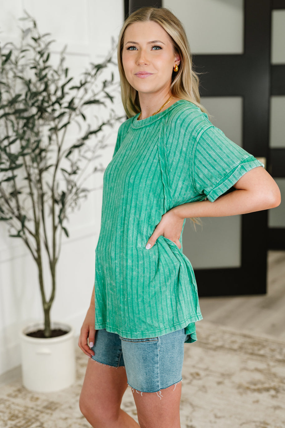Zenana Sunday's Bestie Mineral Wash Top in Kelly Green-Womens-Ave Shops-[option4]-[option5]-[option6]-[option7]-[option8]-Shop-Boutique-Clothing-for-Women-Online