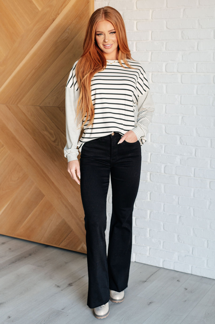 Super Clever Patchwork Striped Top in Ivory-Tops-Ave Shops-[option4]-[option5]-[option6]-[option7]-[option8]-Shop-Boutique-Clothing-for-Women-Online