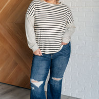 Super Clever Patchwork Striped Top in Ivory-Tops-Ave Shops-[option4]-[option5]-[option6]-[option7]-[option8]-Shop-Boutique-Clothing-for-Women-Online