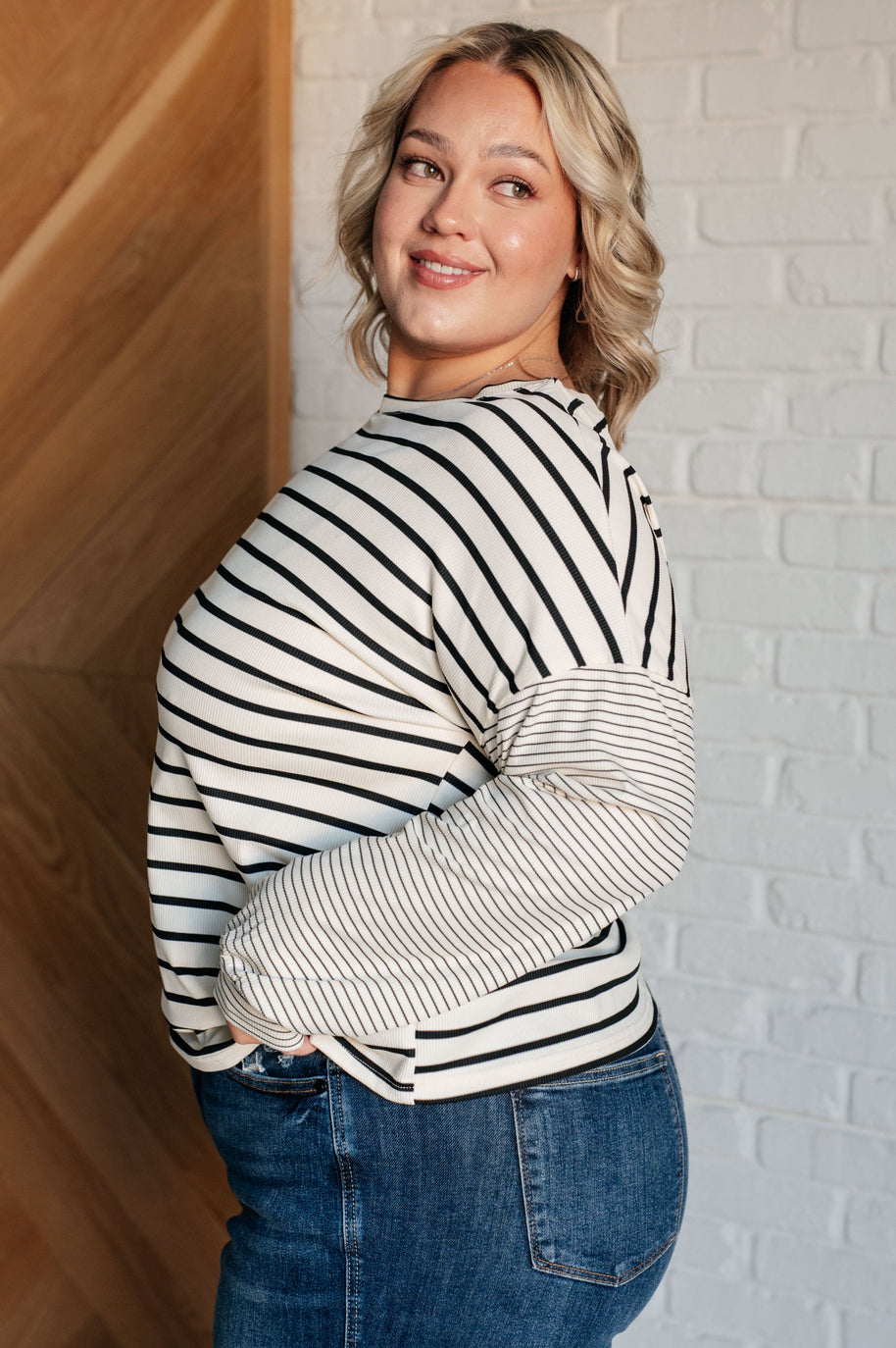 Super Clever Patchwork Striped Top in Ivory-Tops-Ave Shops-[option4]-[option5]-[option6]-[option7]-[option8]-Shop-Boutique-Clothing-for-Women-Online