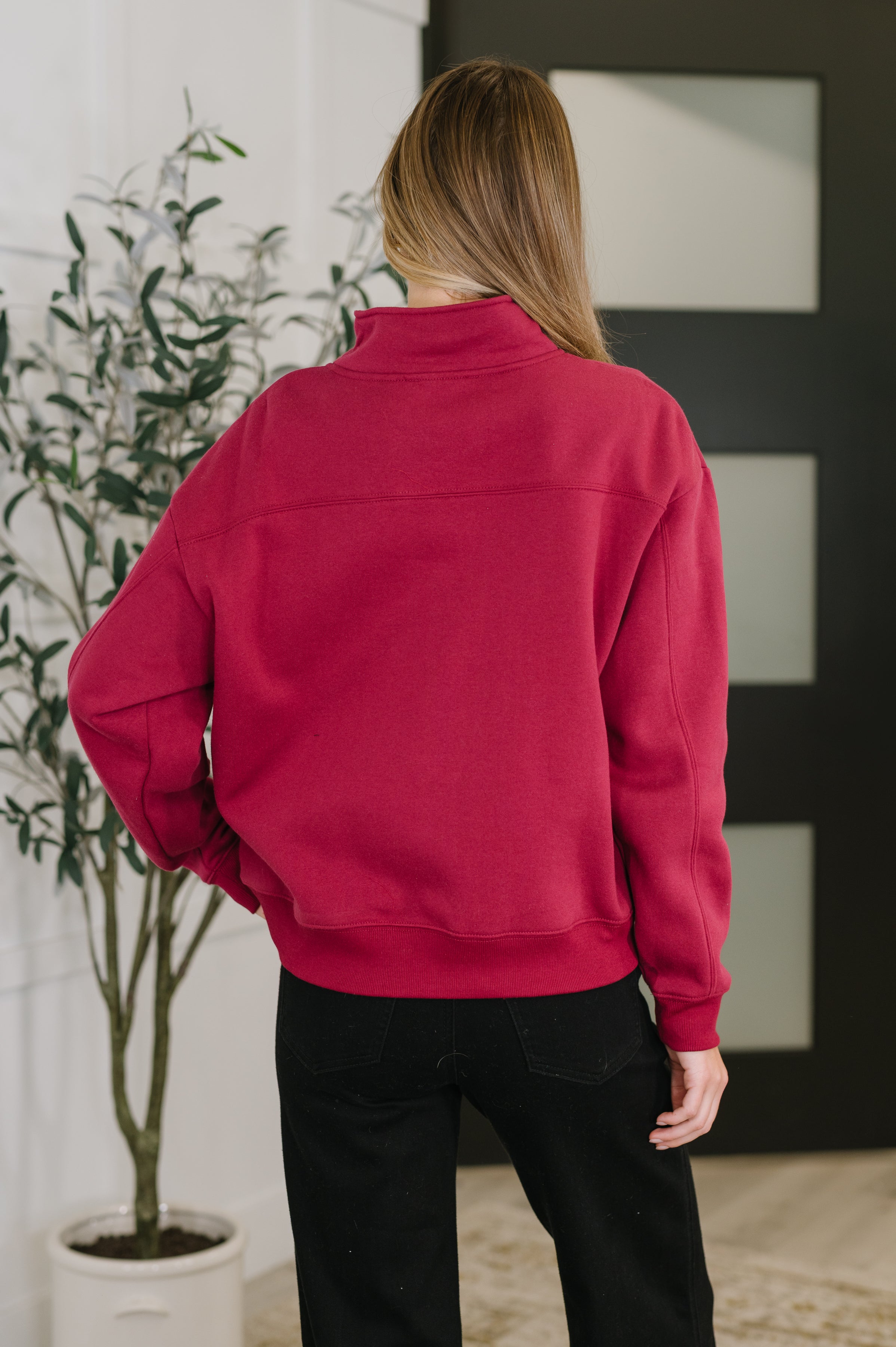 Sweater Weather Half Zip High Neck Pullover in Cabernet-Womens-Ave Shops-[option4]-[option5]-[option6]-[option7]-[option8]-Shop-Boutique-Clothing-for-Women-Online
