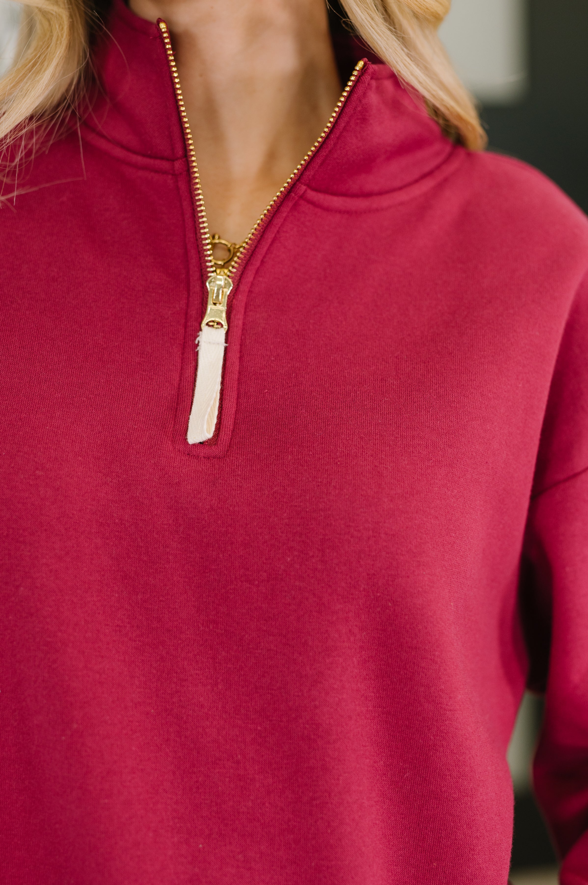 Sweater Weather Half Zip High Neck Pullover in Cabernet-Womens-Ave Shops-[option4]-[option5]-[option6]-[option7]-[option8]-Shop-Boutique-Clothing-for-Women-Online