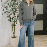 Sweater Weather Half Zip High Neck Pullover in Charcoal-Womens-Ave Shops-[option4]-[option5]-[option6]-[option7]-[option8]-Shop-Boutique-Clothing-for-Women-Online