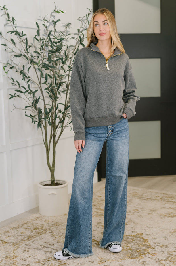 Sweater Weather Half Zip High Neck Pullover in Charcoal-Womens-Ave Shops-[option4]-[option5]-[option6]-[option7]-[option8]-Shop-Boutique-Clothing-for-Women-Online