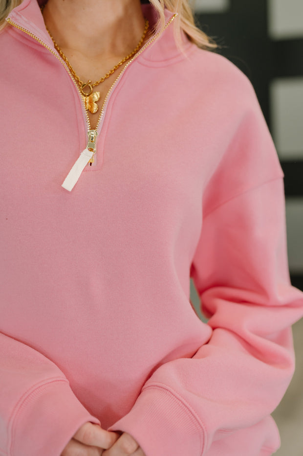 Sweater Weather Half Zip High Neck Pullover in Dark Pink-Womens-Ave Shops-[option4]-[option5]-[option6]-[option7]-[option8]-Shop-Boutique-Clothing-for-Women-Online