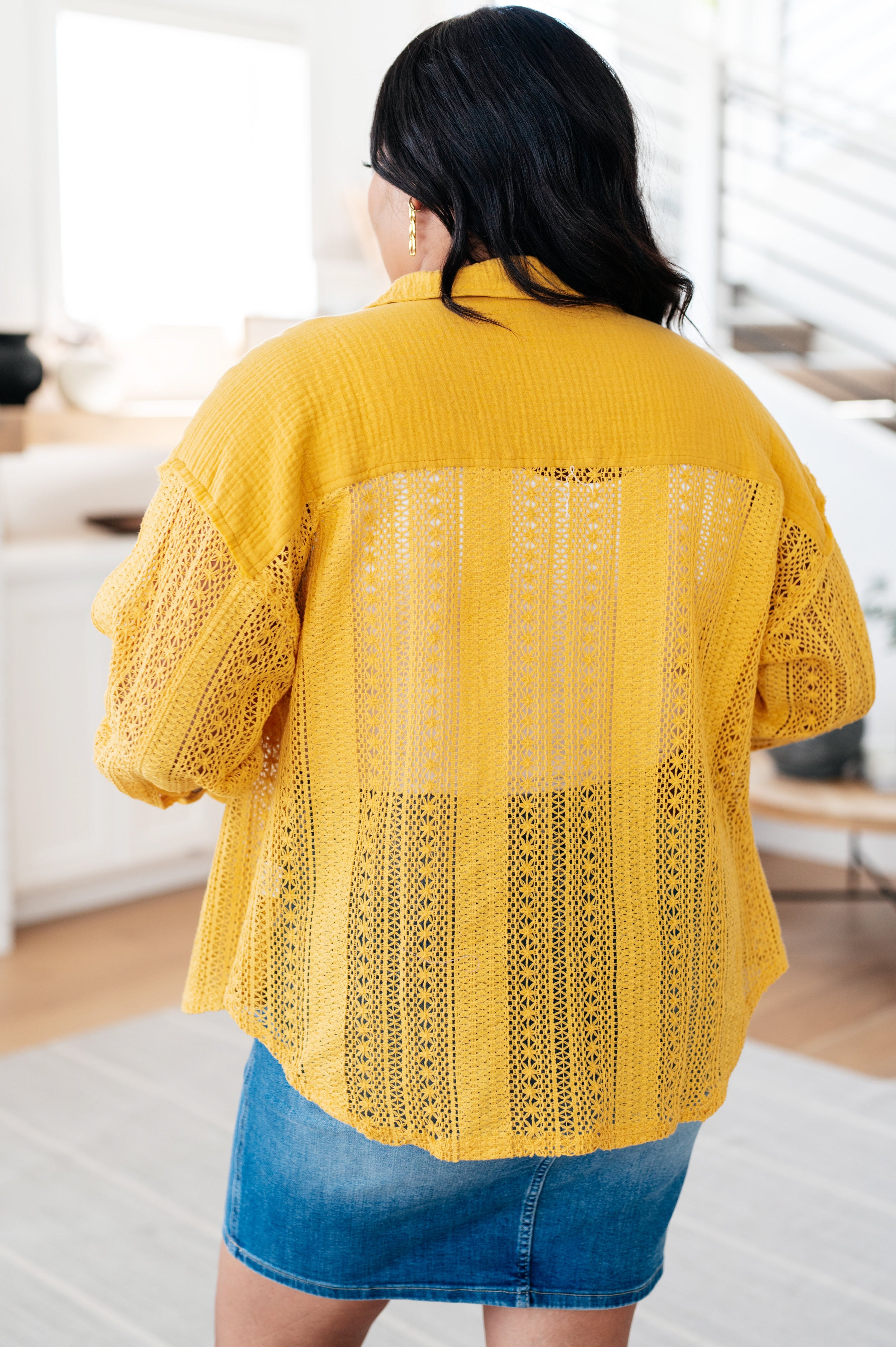 Sweeter Than Nectar Lace Button Down in Honey-Tops-Ave Shops-[option4]-[option5]-[option6]-[option7]-[option8]-Shop-Boutique-Clothing-for-Women-Online