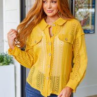 Sweeter Than Nectar Lace Button Down in Honey-Tops-Ave Shops-[option4]-[option5]-[option6]-[option7]-[option8]-Shop-Boutique-Clothing-for-Women-Online