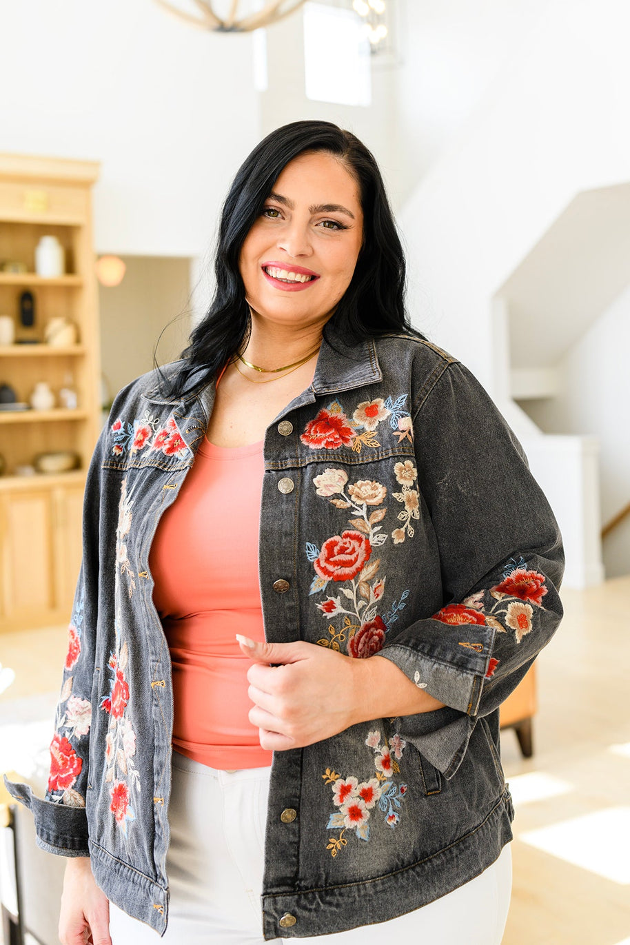 Lovely Visions Flower Embroidered Jacket-Layers-Ave Shops-[option4]-[option5]-[option6]-[option7]-[option8]-Shop-Boutique-Clothing-for-Women-Online