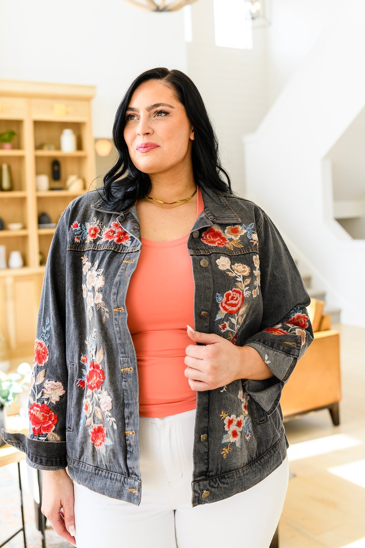 Lovely Visions Flower Embroidered Jacket-Layers-Ave Shops-[option4]-[option5]-[option6]-[option7]-[option8]-Shop-Boutique-Clothing-for-Women-Online