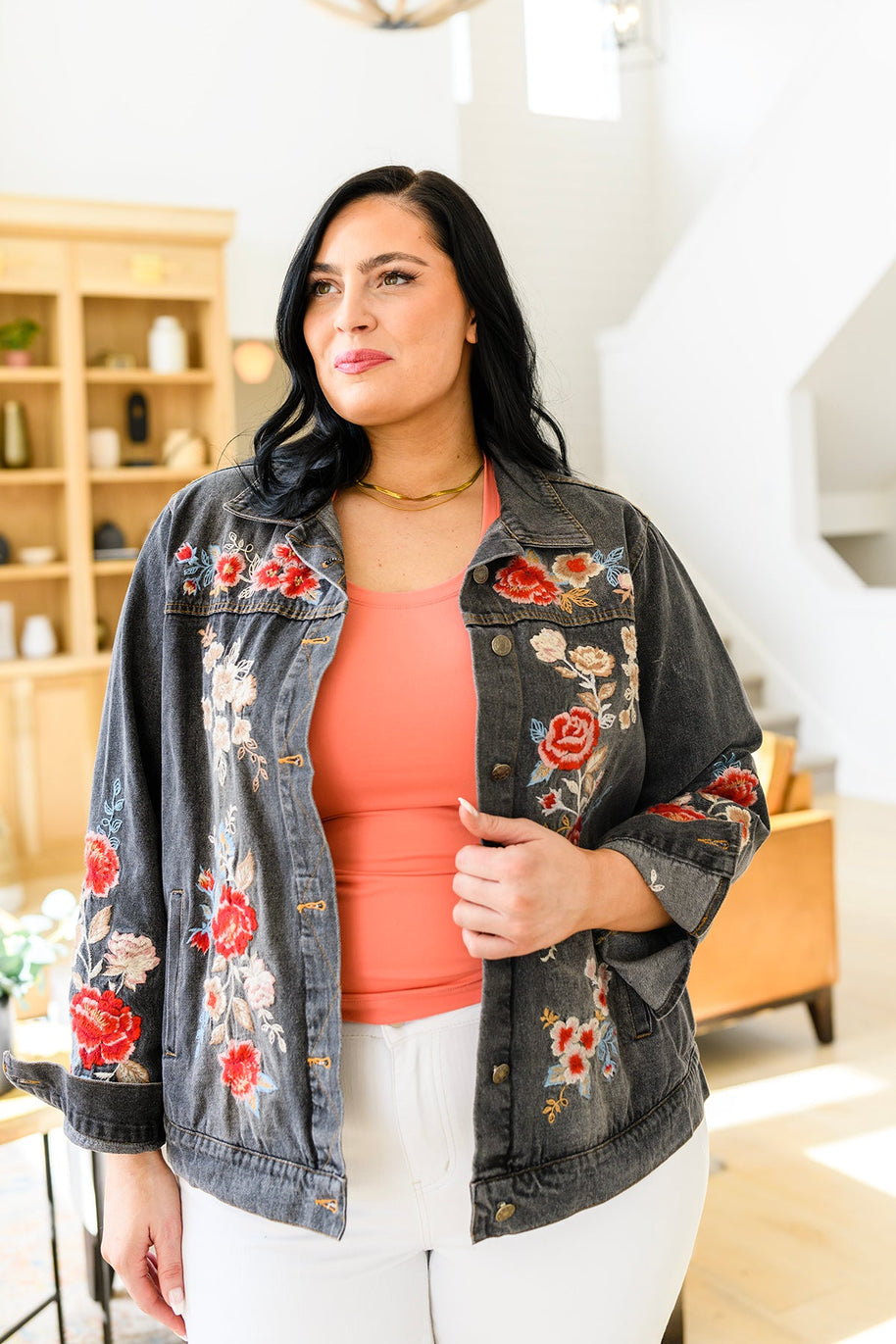 Lovely Visions Flower Embroidered Jacket-Layers-Ave Shops-[option4]-[option5]-[option6]-[option7]-[option8]-Shop-Boutique-Clothing-for-Women-Online
