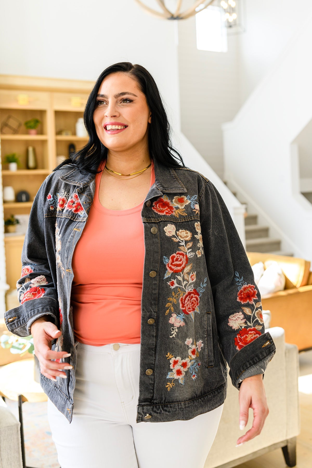 Lovely Visions Flower Embroidered Jacket-Layers-Ave Shops-[option4]-[option5]-[option6]-[option7]-[option8]-Shop-Boutique-Clothing-for-Women-Online