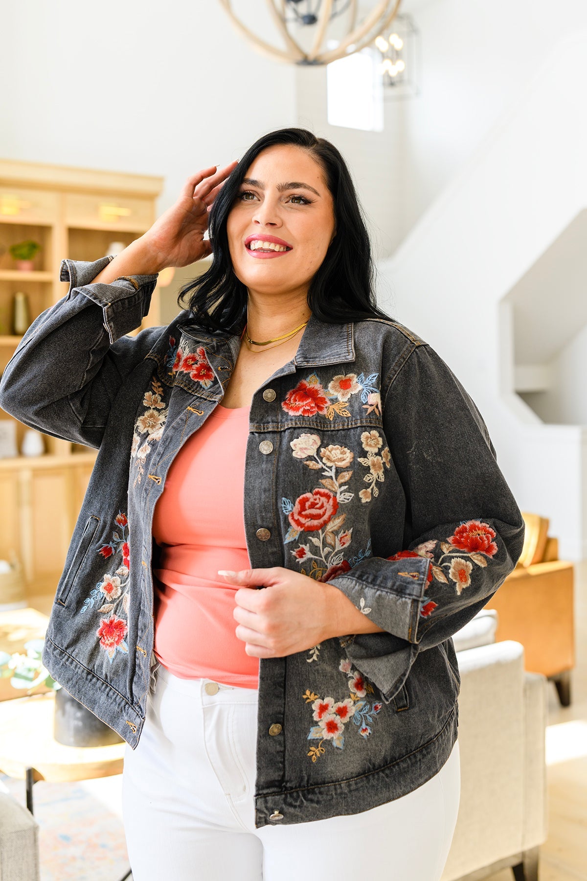 Lovely Visions Flower Embroidered Jacket-Layers-Ave Shops-[option4]-[option5]-[option6]-[option7]-[option8]-Shop-Boutique-Clothing-for-Women-Online