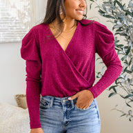 Take Me Out Faux Wrap Bodysuit In Magenta-Womens-Ave Shops-[option4]-[option5]-[option6]-[option7]-[option8]-Shop-Boutique-Clothing-for-Women-Online