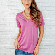 Zenana The Every Outfit Basic V-Neck Top in Candy Pink-Womens-Ave Shops-[option4]-[option5]-[option6]-[option7]-[option8]-Shop-Boutique-Clothing-for-Women-Online