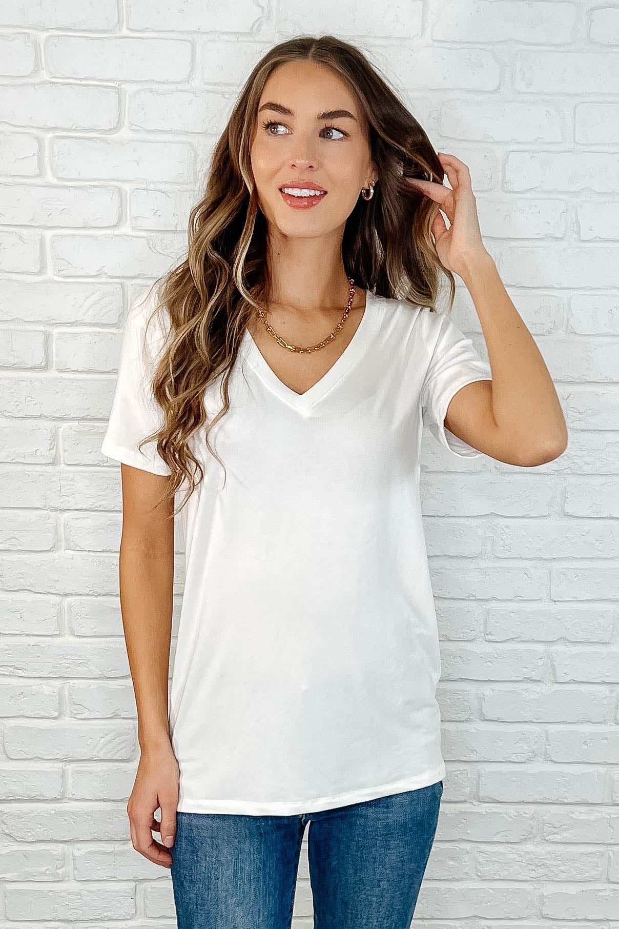 Zenana The Every Outfit Basic V-Neck Top in Off White-Womens-Ave Shops-[option4]-[option5]-[option6]-[option7]-[option8]-Shop-Boutique-Clothing-for-Women-Online