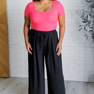 They're Not Like Us Square Neck Bodysuit in Flamingo Pink-Tops-Ave Shops-[option4]-[option5]-[option6]-[option7]-[option8]-Shop-Boutique-Clothing-for-Women-Online