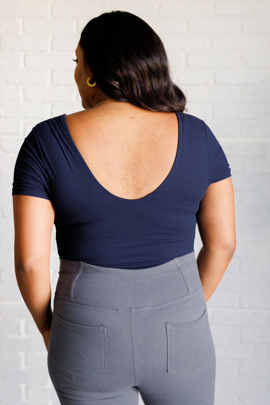 They're Not Like Us Square Neck Bodysuit in Navy-Tops-Ave Shops-[option4]-[option5]-[option6]-[option7]-[option8]-Shop-Boutique-Clothing-for-Women-Online