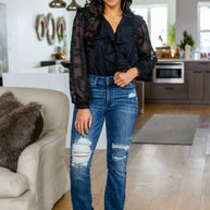 Think Of Me Ruffle Long Sleeve Bodysuit in Black-Tops-Ave Shops-[option4]-[option5]-[option6]-[option7]-[option8]-Shop-Boutique-Clothing-for-Women-Online