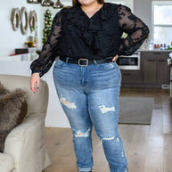 Think Of Me Ruffle Long Sleeve Bodysuit in Black-Tops-Ave Shops-[option4]-[option5]-[option6]-[option7]-[option8]-Shop-Boutique-Clothing-for-Women-Online