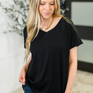 Top Shelf Basic V-Neck Ribbed Tee in Black-Womens-Ave Shops-[option4]-[option5]-[option6]-[option7]-[option8]-Shop-Boutique-Clothing-for-Women-Online