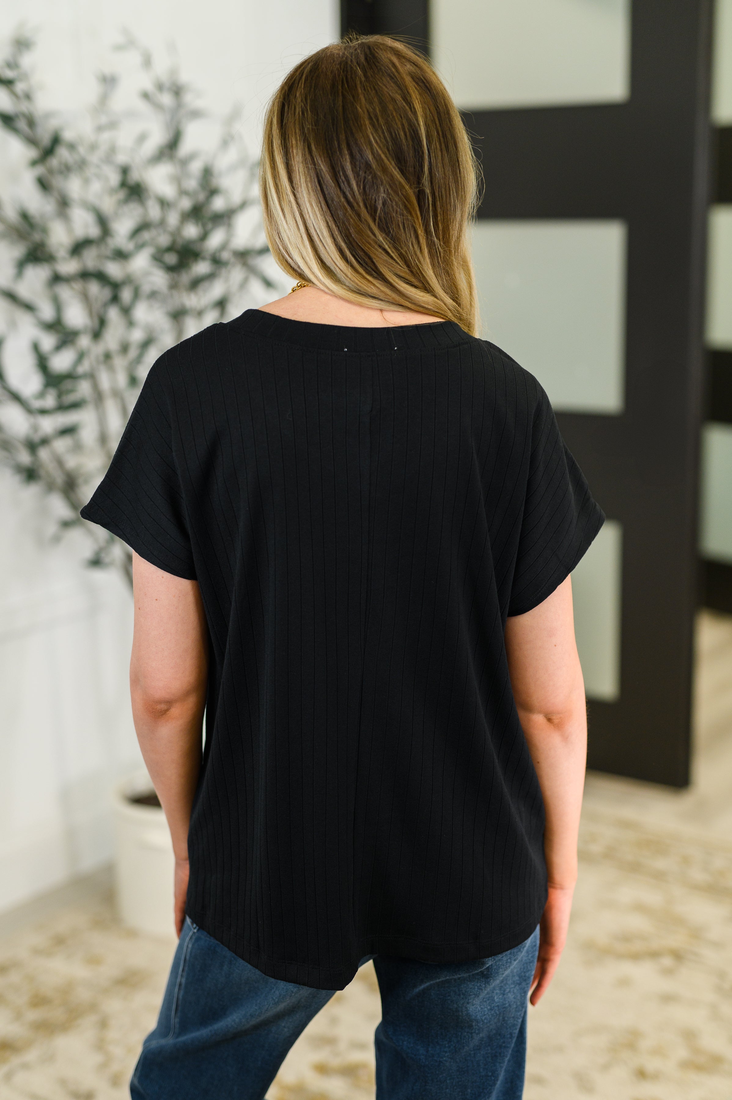 Top Shelf Basic V-Neck Ribbed Tee in Black-Womens-Ave Shops-[option4]-[option5]-[option6]-[option7]-[option8]-Shop-Boutique-Clothing-for-Women-Online