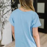 Top Shelf Basic V-Neck Ribbed Tee in Sky Blue-Womens-Ave Shops-[option4]-[option5]-[option6]-[option7]-[option8]-Shop-Boutique-Clothing-for-Women-Online