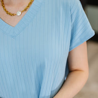 Top Shelf Basic V-Neck Ribbed Tee in Sky Blue-Womens-Ave Shops-[option4]-[option5]-[option6]-[option7]-[option8]-Shop-Boutique-Clothing-for-Women-Online
