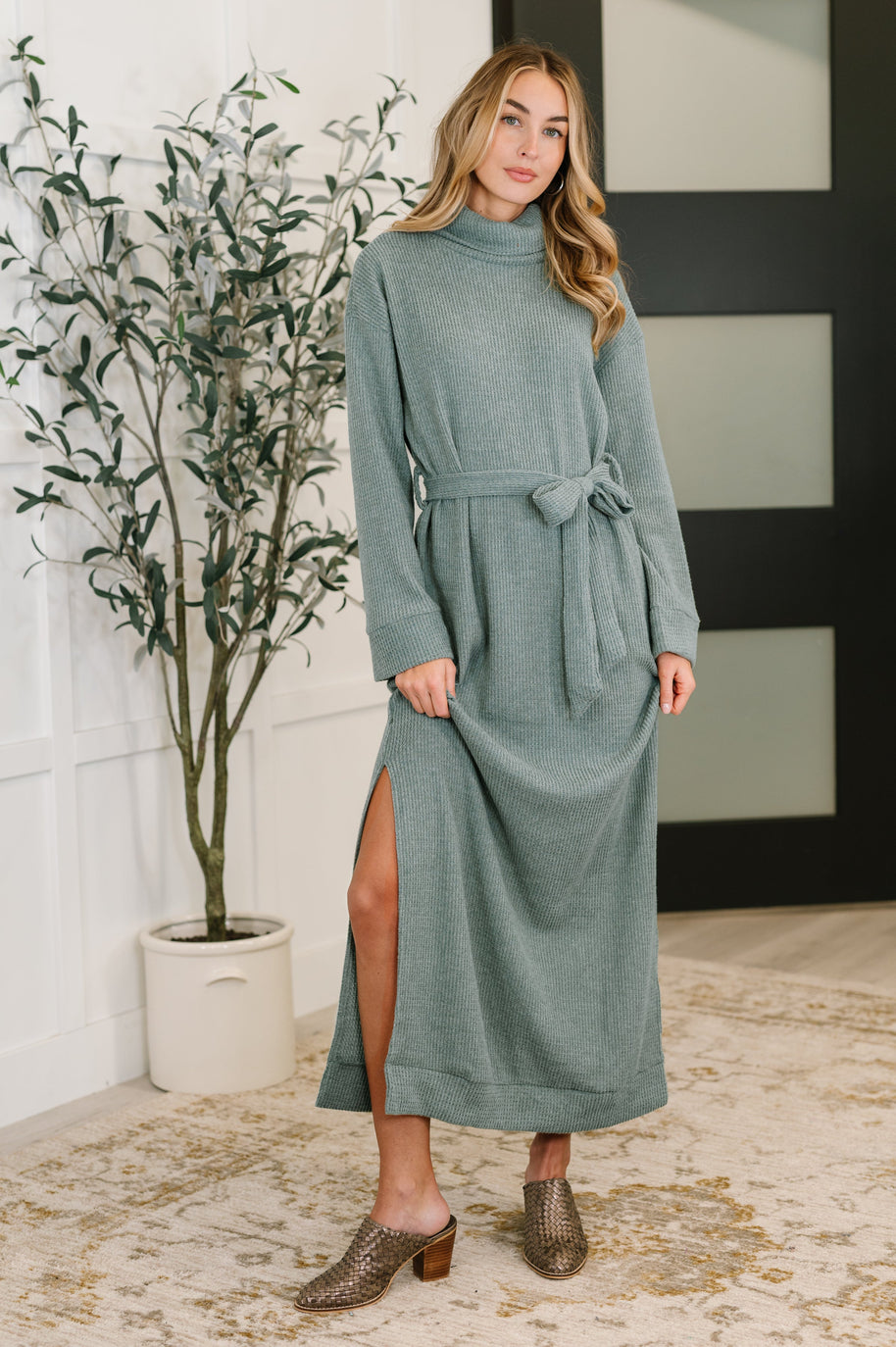 Travel Plush Knit Dress in Soft Teal-Womens-Ave Shops-[option4]-[option5]-[option6]-[option7]-[option8]-Shop-Boutique-Clothing-for-Women-Online