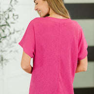 Trial and Error Textured V-Neck Blouse in Magenta-Tops-Ave Shops-[option4]-[option5]-[option6]-[option7]-[option8]-Shop-Boutique-Clothing-for-Women-Online