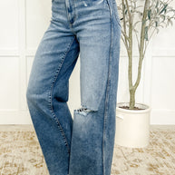 Judy Blue Tucker High Rise Vintage Wash Wide Leg Jeans-Womens-Ave Shops-[option4]-[option5]-[option6]-[option7]-[option8]-Shop-Boutique-Clothing-for-Women-Online